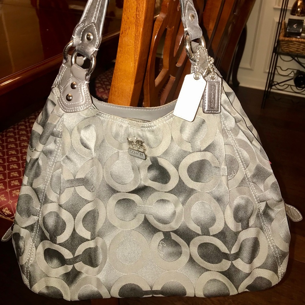 Coach Large “C” Grey/Silver Signature Purse